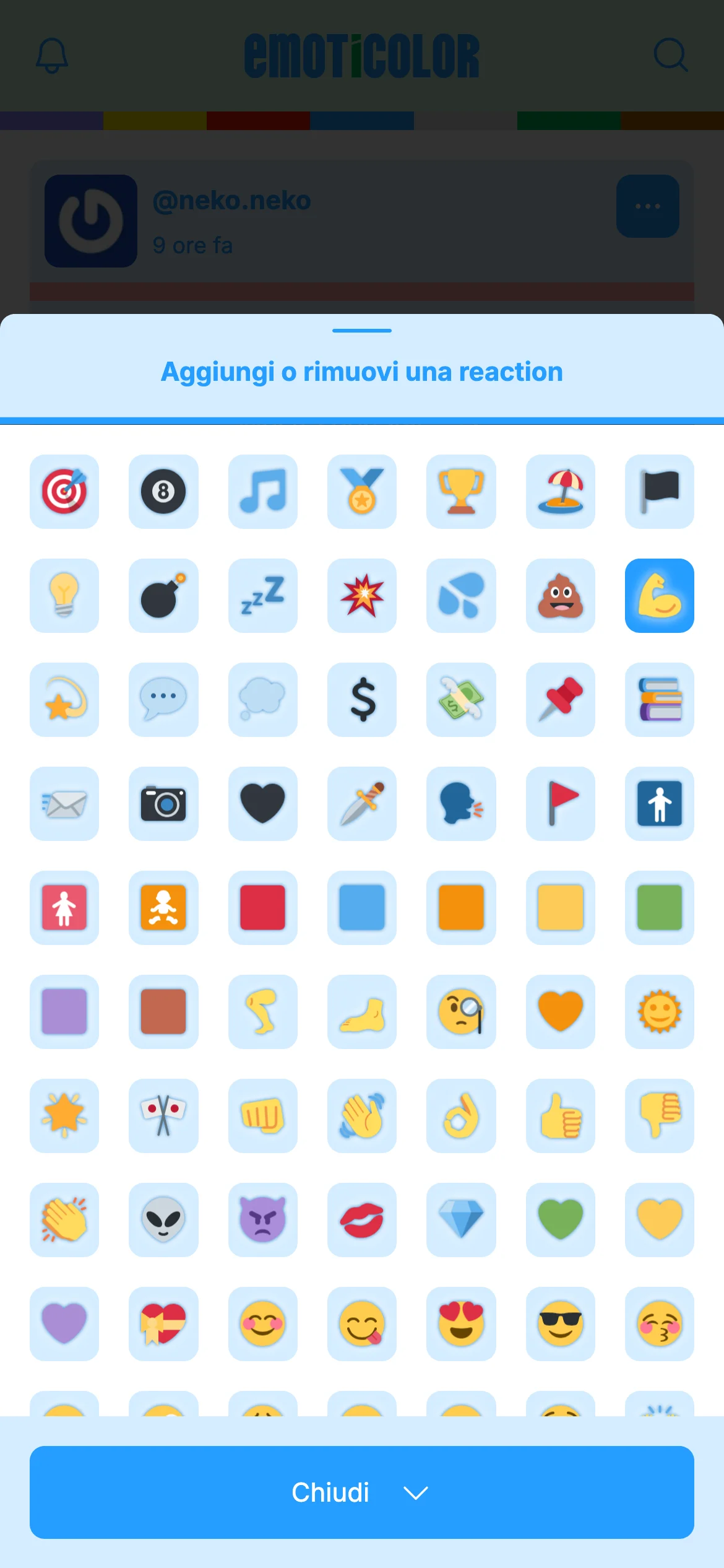 Post in the feed with a reaction bottom sheet offering eight anonymous reaction types: OK, Like, Kiss, Alien, Dislike, Applause, Diamond and Fire Heart